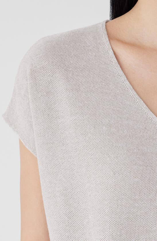 Shop Eileen Fisher V-neck Organic Linen & Cotton Tunic Sweater In Natural White