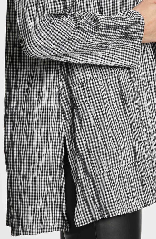 Foxcroft Alana Crinkle Cotton Blend Gingham Jacket In Black/white