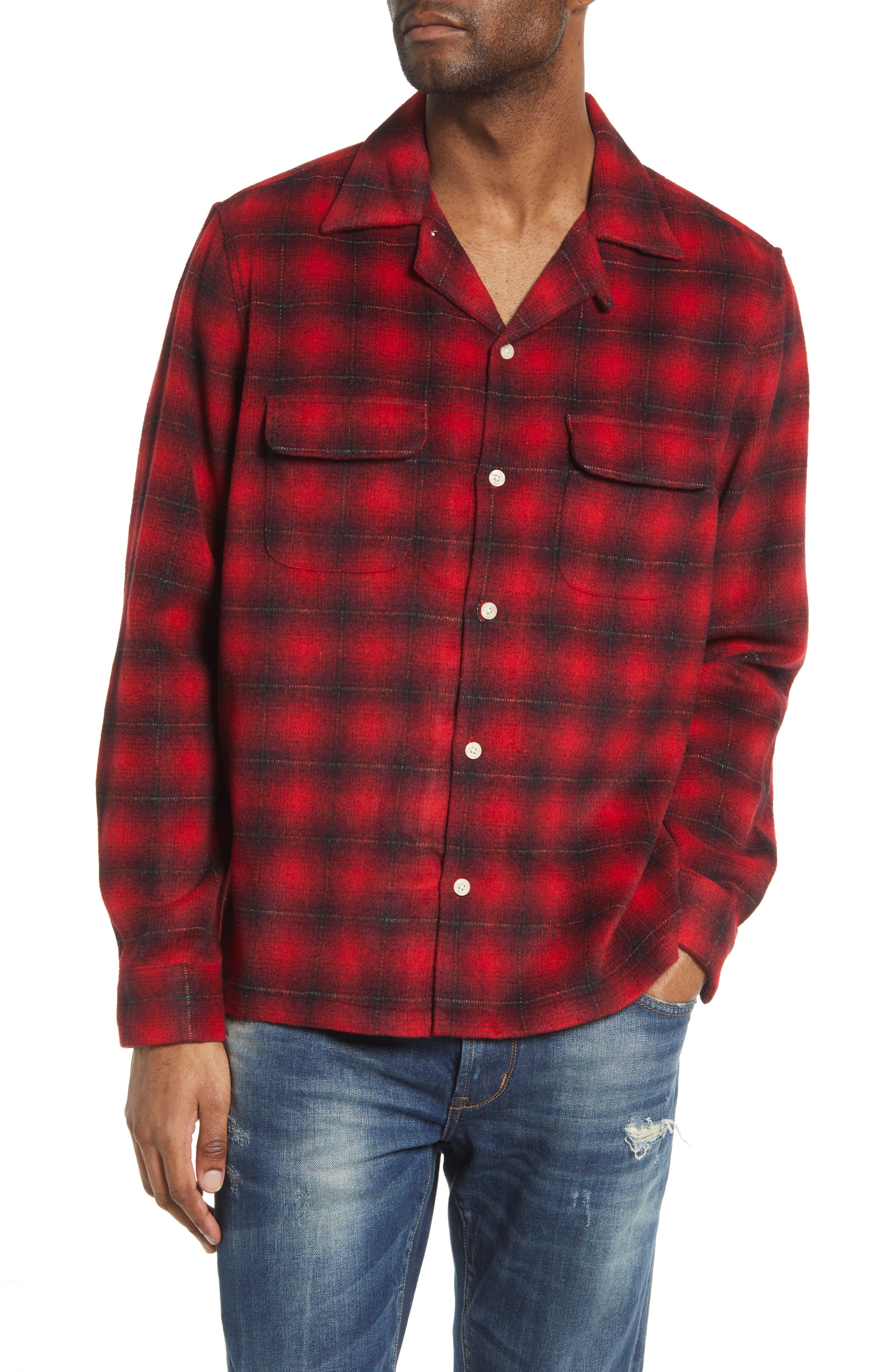 Red Farfetch Men Clothing Shirts Casual Shirts Check flannel overshirt 