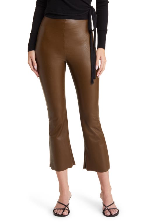Faux Leather Flare Crop Pull-On Pants in Cadet
