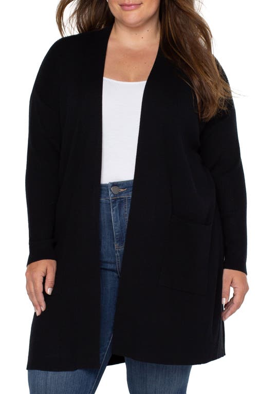 Liverpool Los Angeles Open Front Long Cardigan in Black