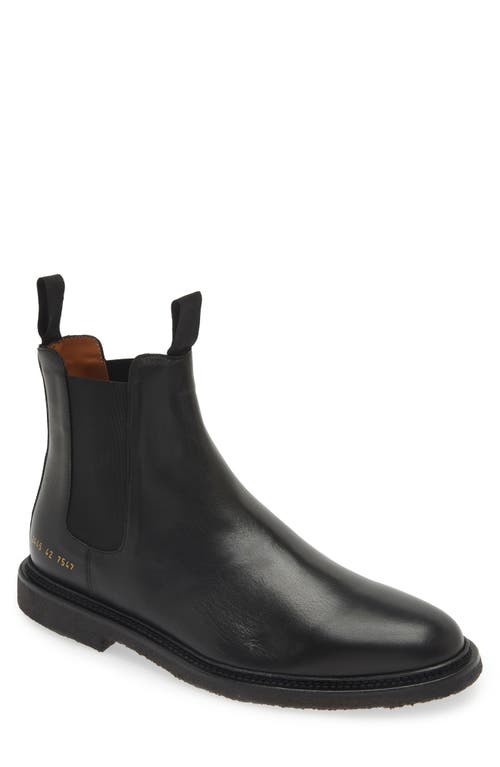 Common Projects Ridged Leather Chelsea Boots In Black