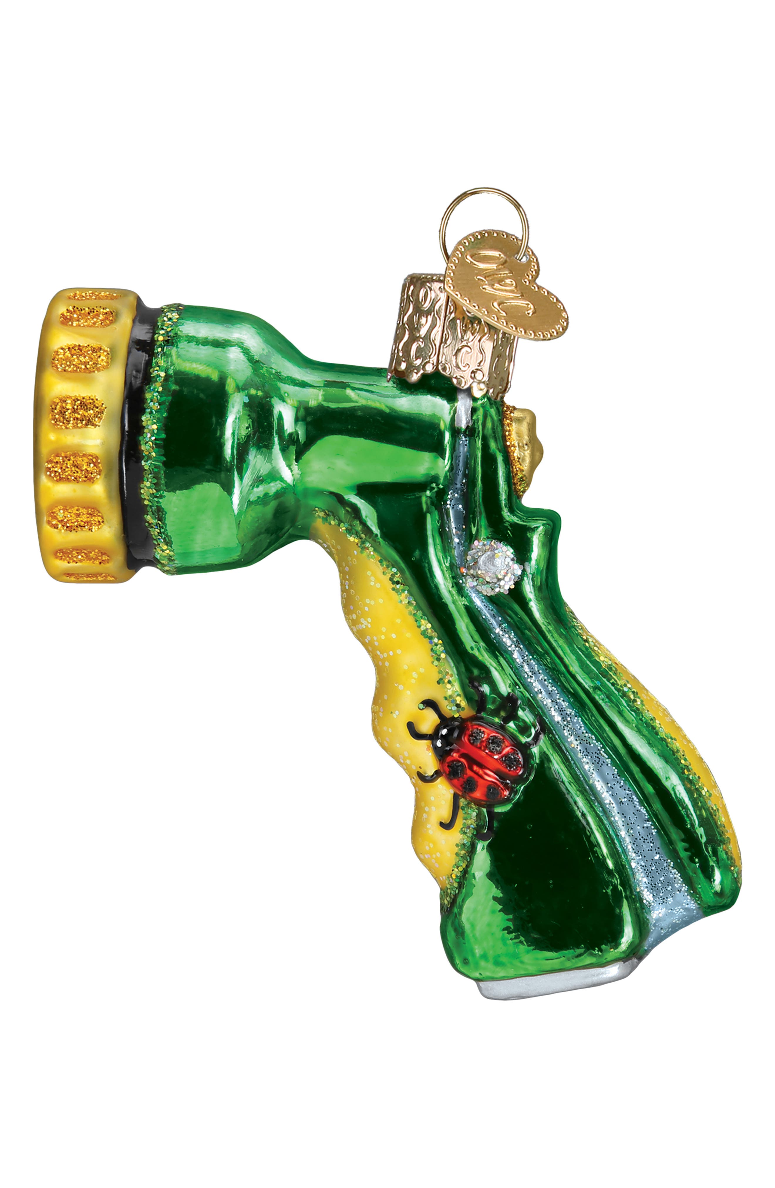 Old World Christmas Garden Hose Nozzle Glass Ornament in Green/Yellow 