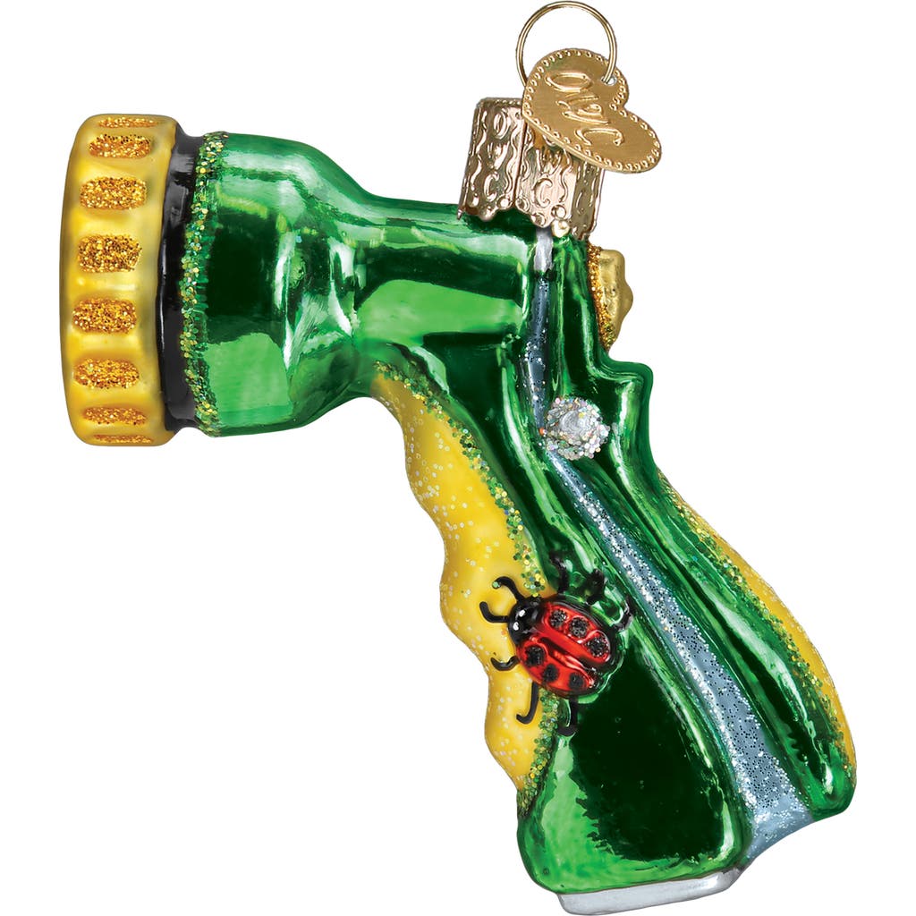 Old World Christmas Garden Hose Nozzle Glass Ornament in Green/Yellow