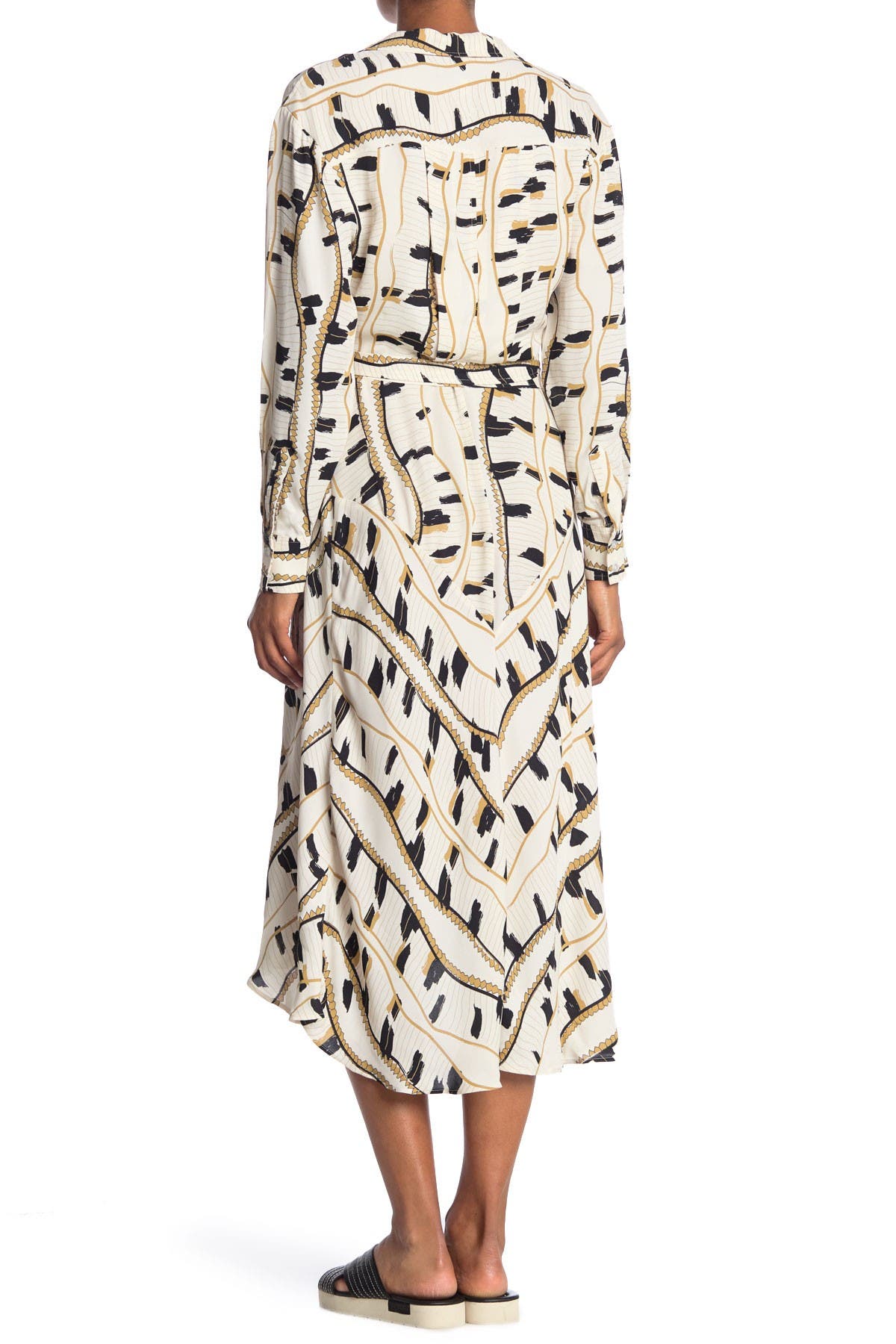 Reiss Sky Light Snake Midi Shirt Dress In Light Beige