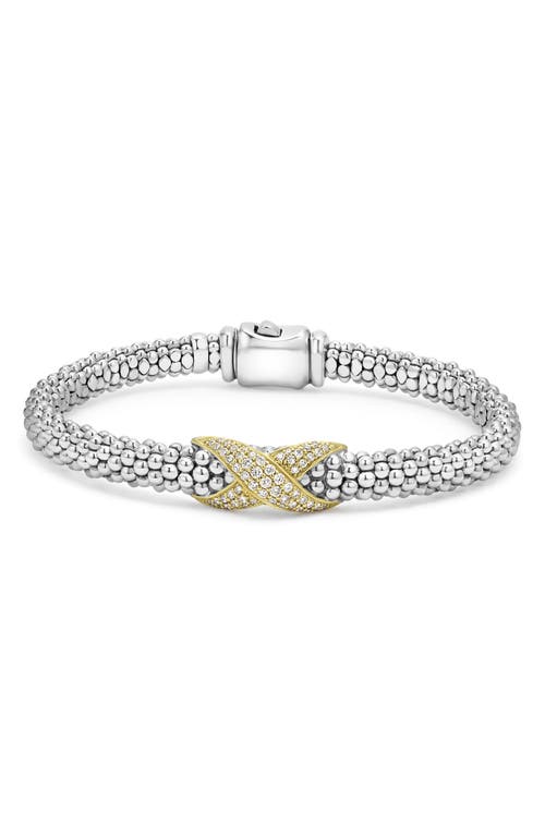 LAGOS Embrace Pavé Diamond Center X Bracelet in Silver at Nordstrom