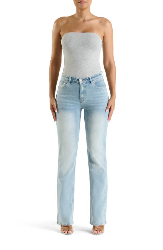 Naked Wardrobe Got Tube Be U Strapless Bodysuit In Heather Grey