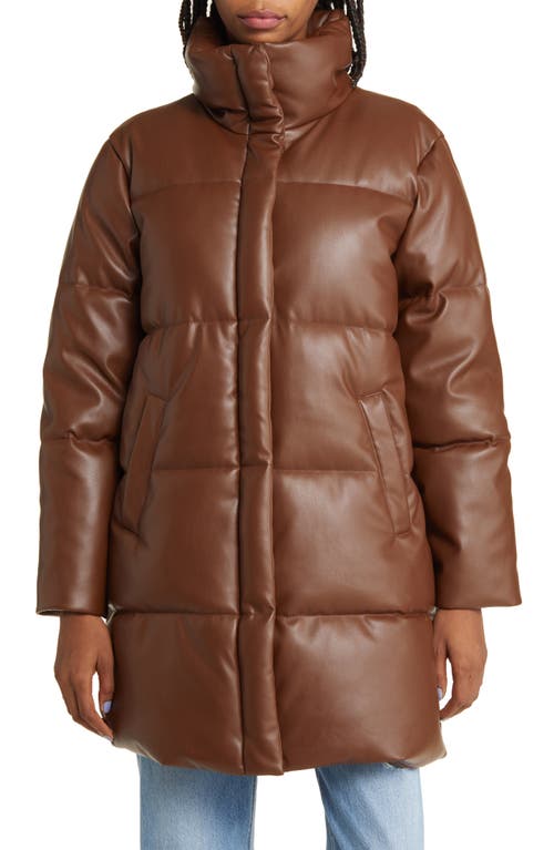levi's Water Resistant Faux Leather Long Puffer Coat at Nordstrom,