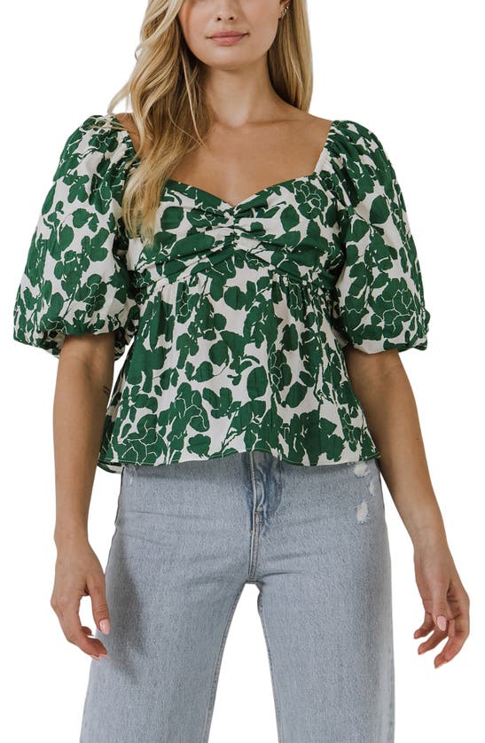 Free The Roses Floral Peplum Top In Green