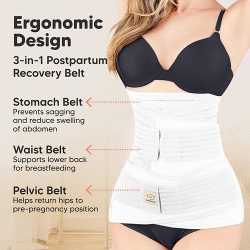 Keababies Revive 3-in-1 Postpartum Recovery Support Belt In Matte White