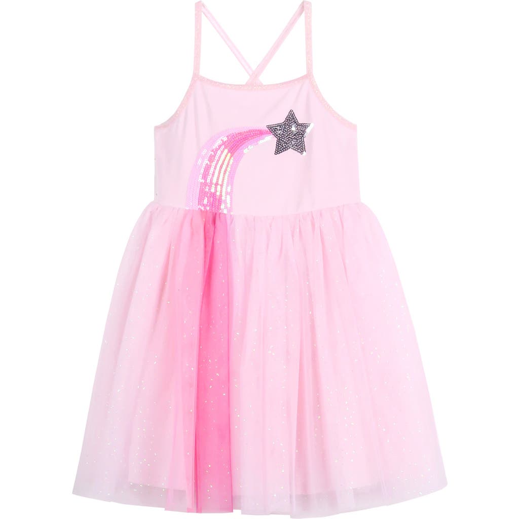 Shop Zunie Kids' Sleeveless Rainbow Tulle Dress In Pink