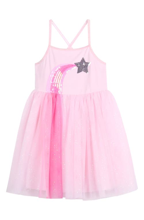 Shop Zunie Kids' Sleeveless Rainbow Tulle Dress In Pink