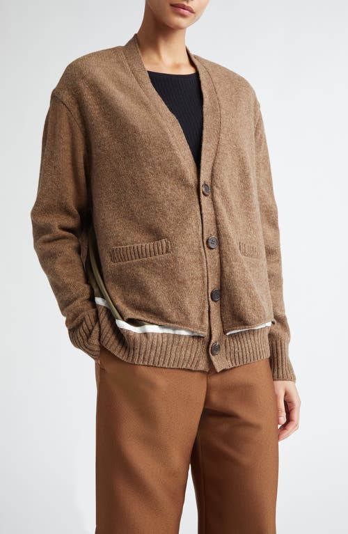 Shop Undercover Spliced Mixed Media Cardigan In Light Brown