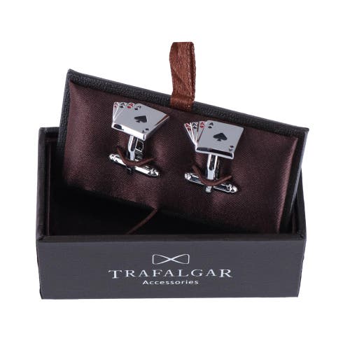 Shop Trafalgar Four Of A Kind Novelty Card Game Cufflinks In Silver