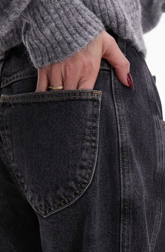 Shop Topshop Side Panel Oversize Jeans In Black