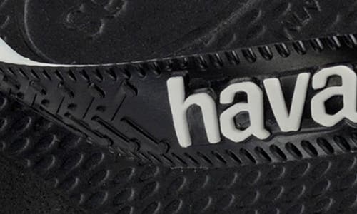 Havaianas Navy Blue And White Nautical Top Flip Flops In Black/black