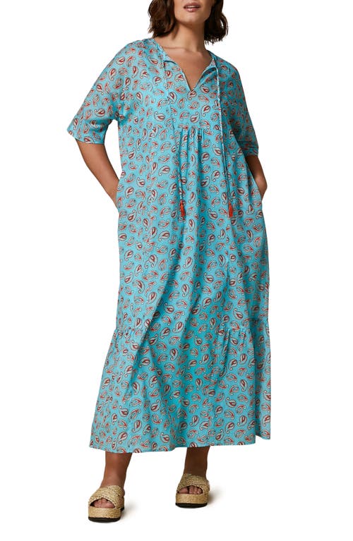 Timor Paisley Cotton Maxi Dress in Turquoise