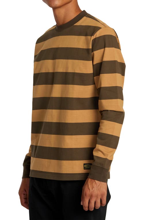 Shop Rvca Stripe Long Sleeve Cotton T-shirt In Camel