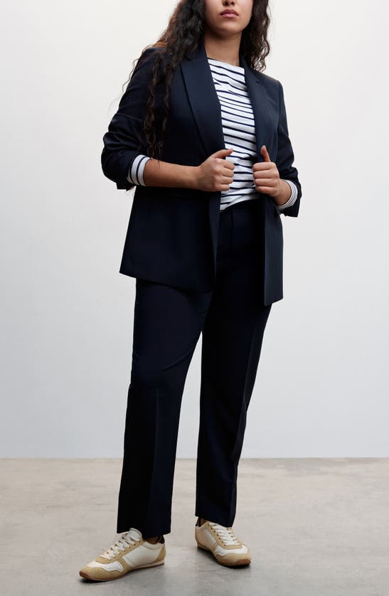 Shop Mango Suit Blazer In Dark Navy