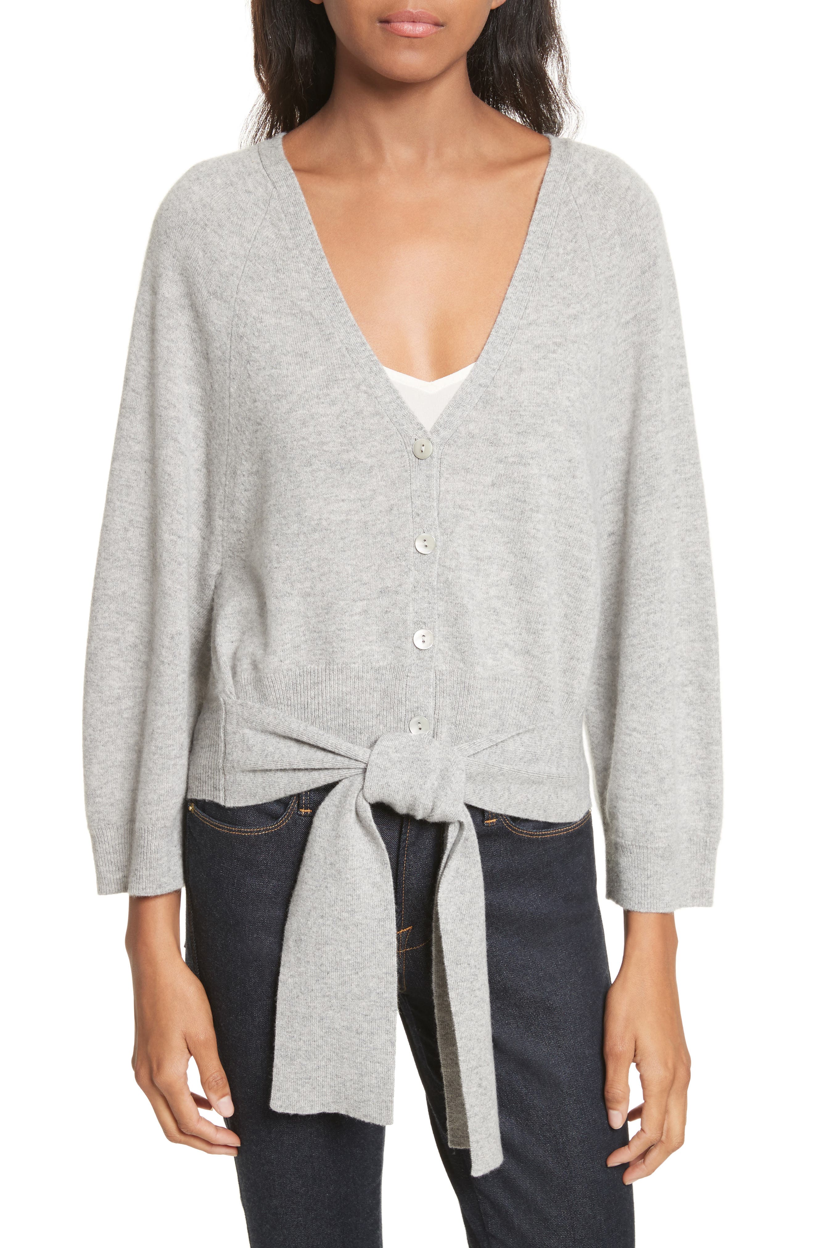 autumn cashmere Wide Sleeve Tie Front Button Cardigan Nordstrom