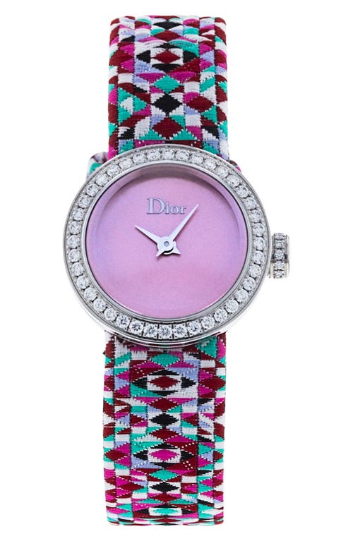 Watchfinder & Co. Christian Dior Preowned La D De Dior Fabric Strap Watch, 19mm in Pink at Nordstrom