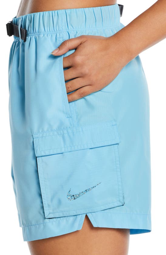 Shop Nike Voyage Cover-up Shorts In Aquarius Blue