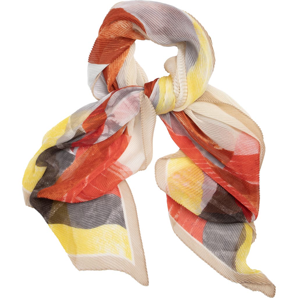 Saachi Pleated Abstract Print Scarf In Multi
