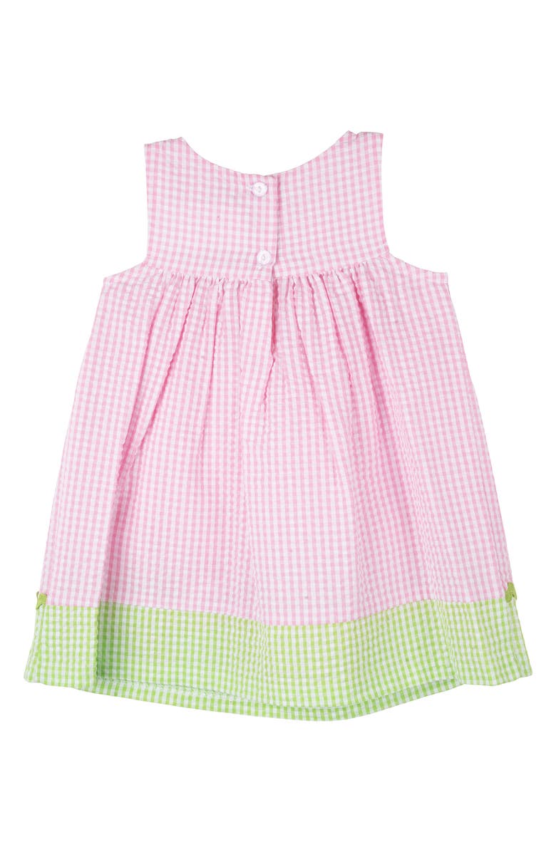 Toddler Girl Check Seersucker Dress With Watermelon