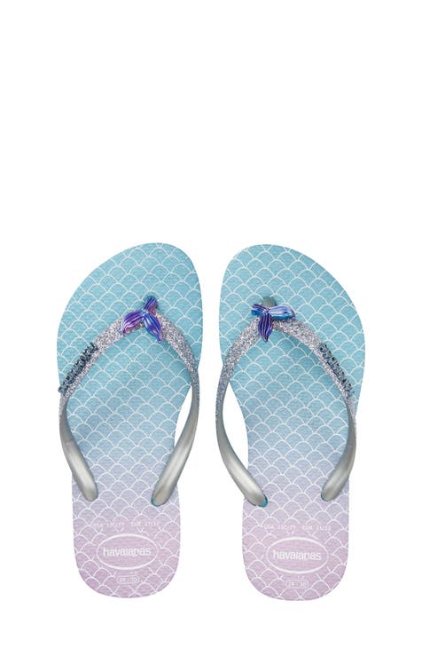 Havaianas Girls Kids Slim Glitter 2 Flip Flop Sandals, Marine Blue
