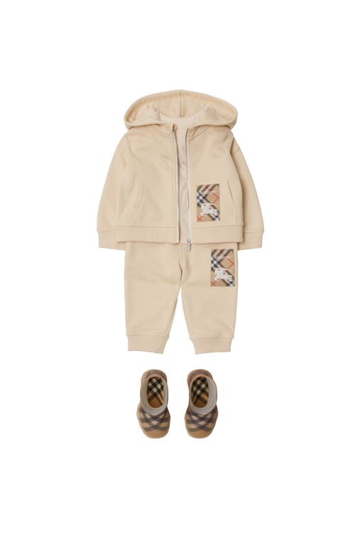 Burberry Check Label Cotton Jogging Pants In Calico