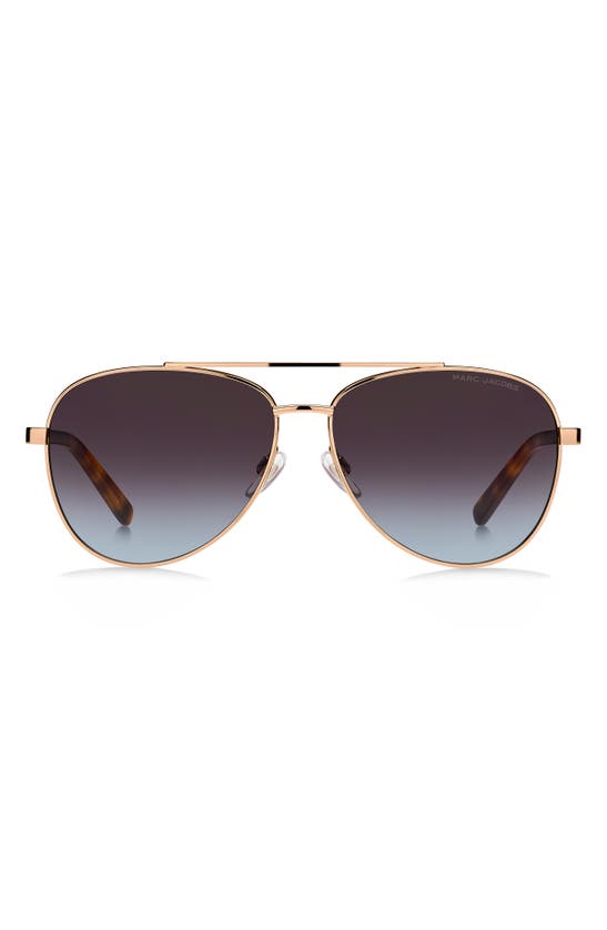Shop Marc Jacobs 60mm Gradient Aviator Sunglasses In Gold Havana/ Brown Blue