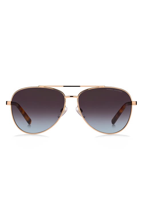 Marc Jacobs 60mm Gradient Aviator Sunglasses in Gold Havana/Brown Blue at Nordstrom