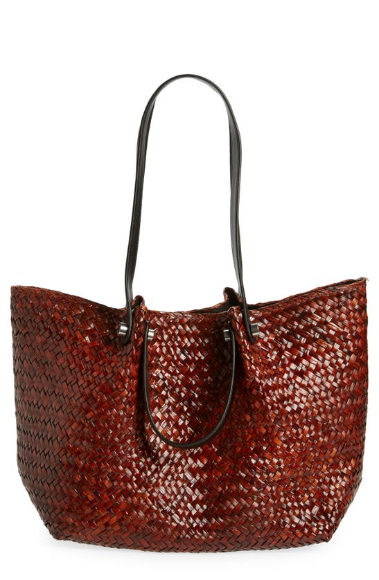 Allsaints Allington Straw Tote In Burgundy