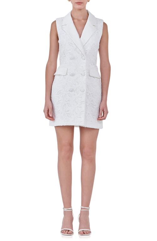 Endless Rose Lace Sleeveless Blazer Minidress White at Nordstrom,