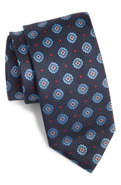 Canali Medallion Silk Tie in Navy at Nordstrom