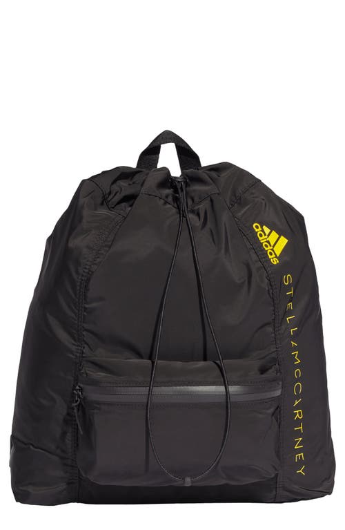 adidas by Stella McCartney Gymsack Recycled Polyester Backpack in Black/Black/Yellow