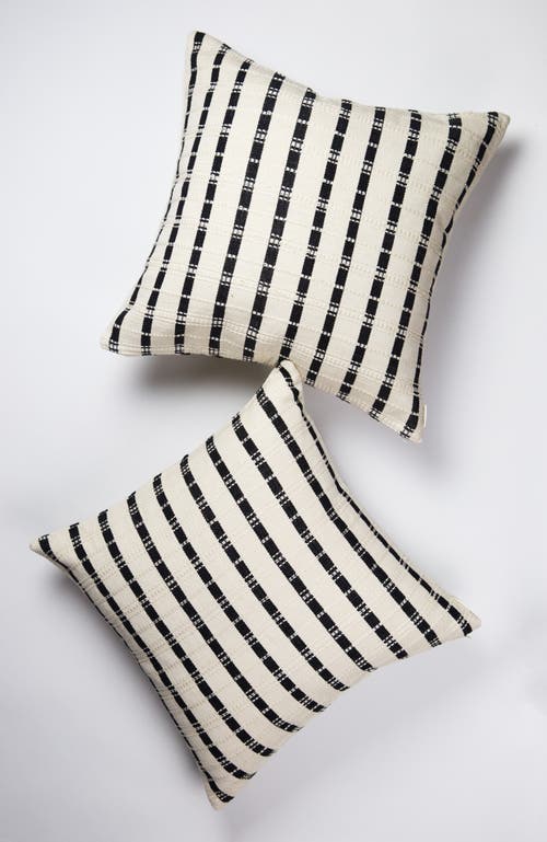 Archive New York Santiago Black And Natural White Grid Handwoven Cotton Square Throw Pillow In Multi