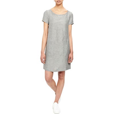 Theory Linen Blend Shift Dress, Size Petite - Grey
