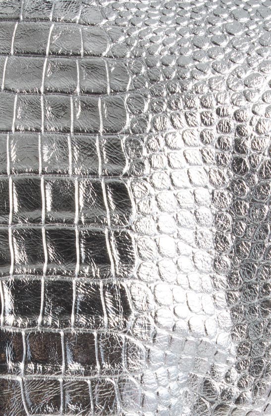 Shop Laquan Smith Croc Embossed Metallic Leather Jacket In Silver