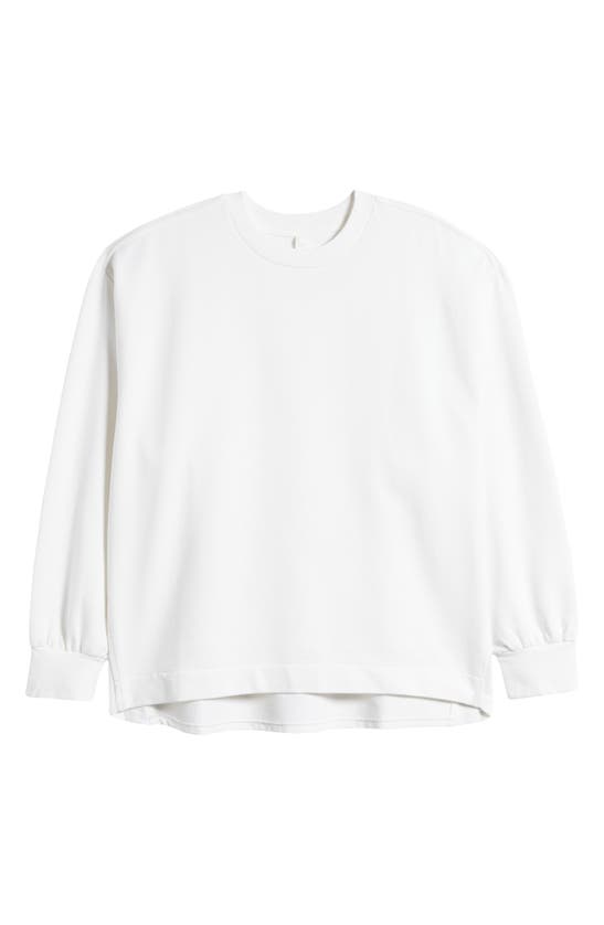 Shop Zella Swoop Crewneck Sweatshirt In White
