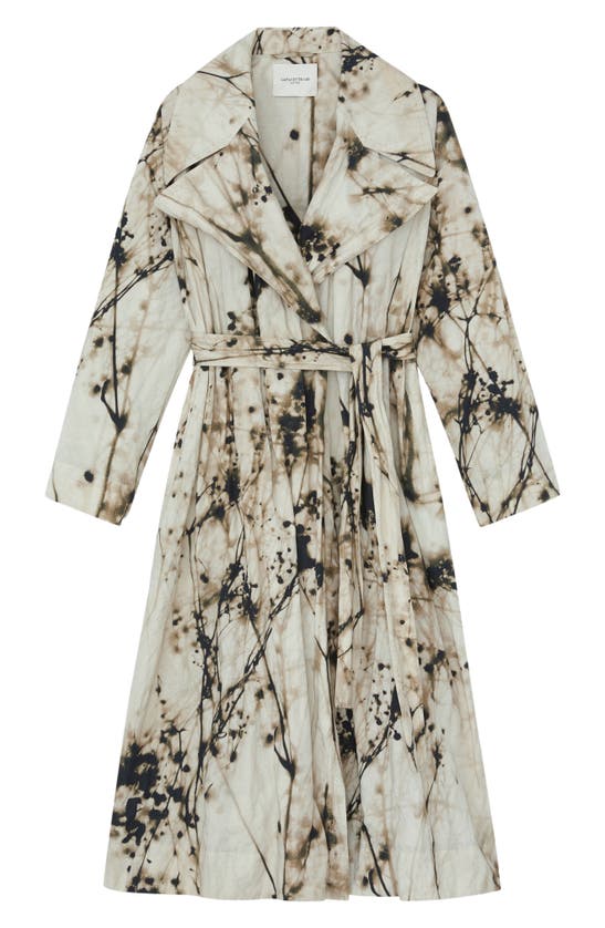 Shop Lafayette 148 New York Floral Print Belted Trench Coat In Plaster Multi