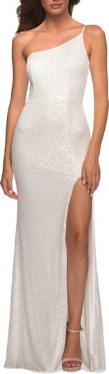 La Femme One-Shoulder Sequin Jersey Gown | Nordstrom