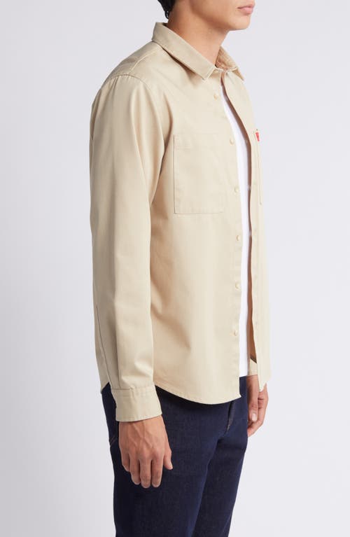 Hugo Boss Oversize-fit Shirt In Cotton Twill With Logo Label In Open Beige