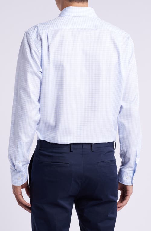 Nordstrom Trim Fit Grid Dress Shirt In White- Blue Twill Grid