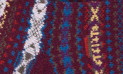 Barbour Boyd Fair Isle Wool Blend Socks In Burgundy