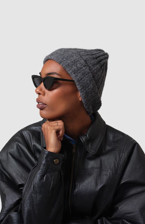 Hyer Goods Upcycled Alpaca Wool Chunky Rib Beanie In Charcoal