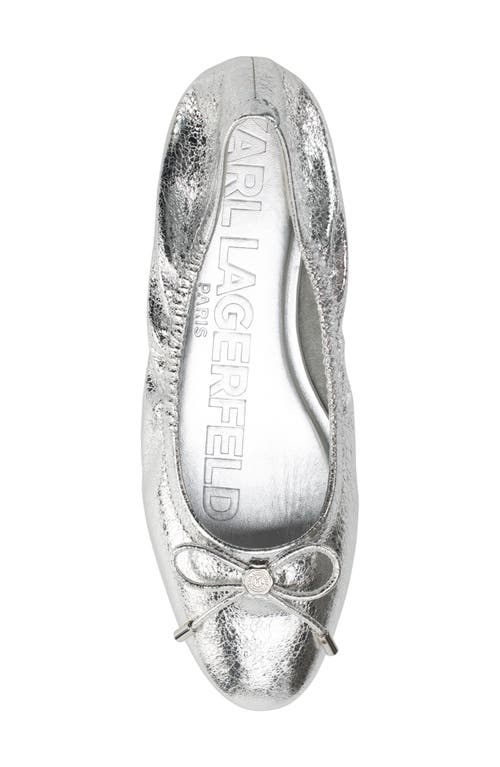 Shop Karl Lagerfeld Paris Velma Metallic Ballet Flat In Silver