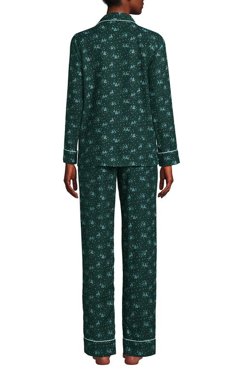 Shop Lands' End Drapey Flannel 2 Piece Pajama Set In Deep Forest Trees