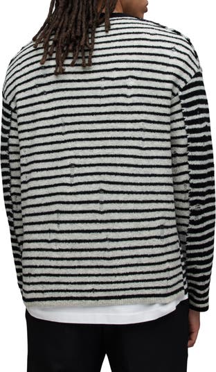 Park Stripe Destructed Wool Blend Crewneck Sweater