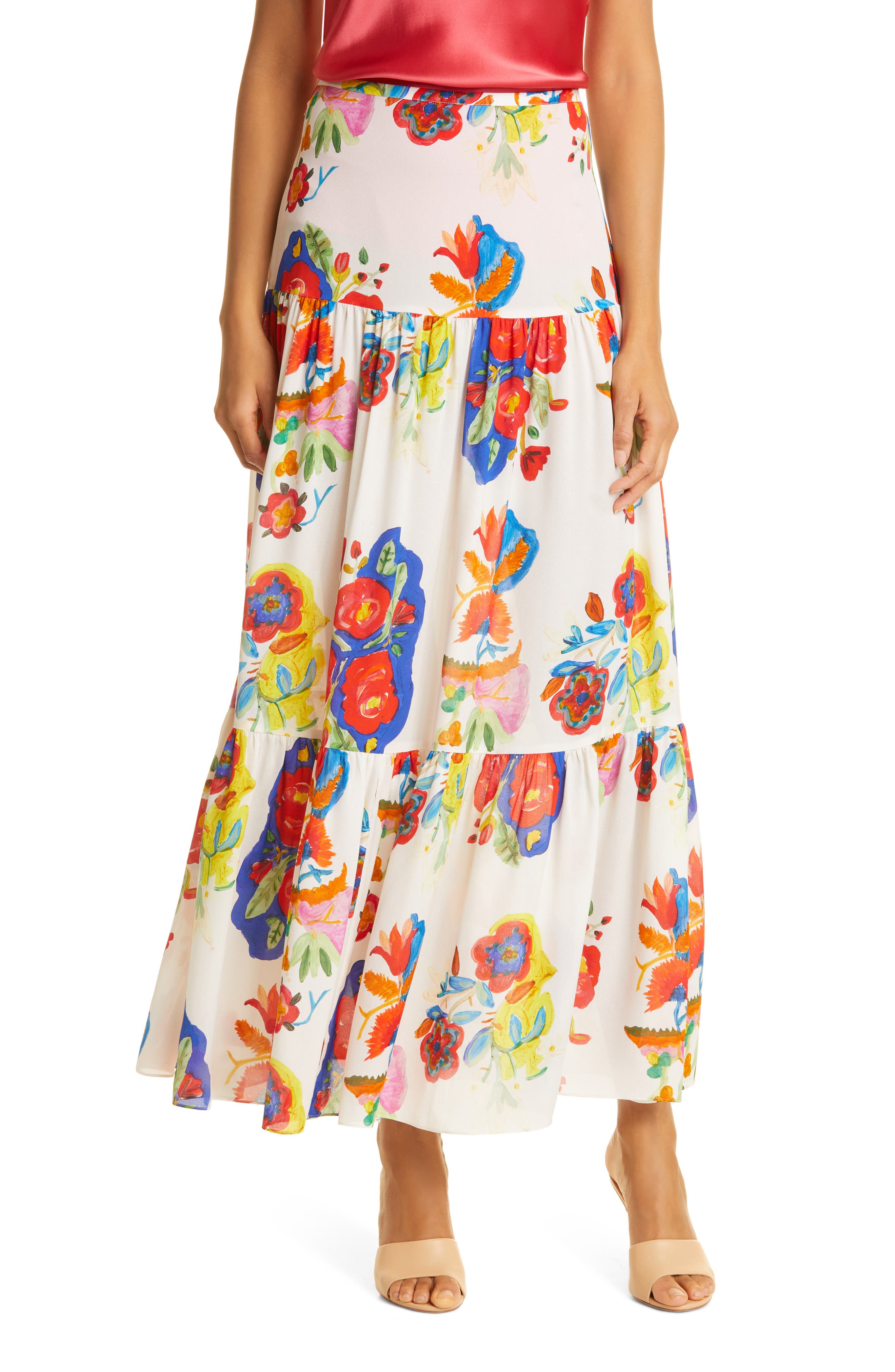 Careste Gigi Floral Tiered Silk Maxi 